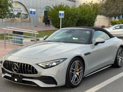 2023 Mercedes-AMG SL 43 2.0-liter turbocharged inline-four Engine Silver Black Convertible