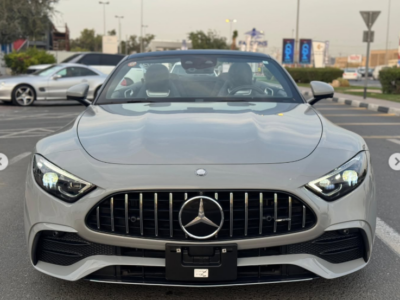 2023 Mercedes-AMG SL 43 2.0-liter turbocharged inline-four Engine Silver Black Convertible