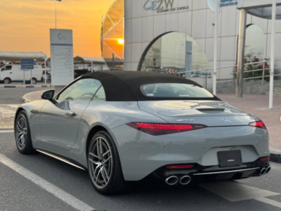 2023 Mercedes-AMG SL 43 2.0-liter turbocharged inline-four Engine Silver Black Convertible