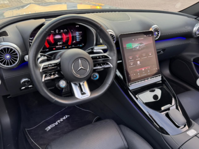 2023 Mercedes-AMG SL 43 2.0-liter turbocharged inline-four Engine Silver Black Convertible