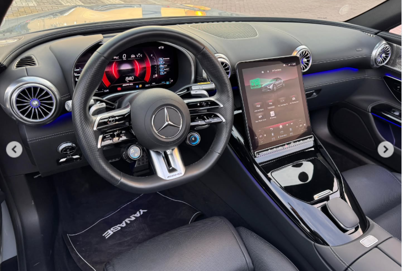 2023 Mercedes-AMG SL 43 2.0-liter turbocharged inline-four Engine Silver Black Convertible