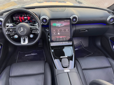 2023 Mercedes-AMG SL 43 2.0-liter turbocharged inline-four Engine Silver Black Convertible
