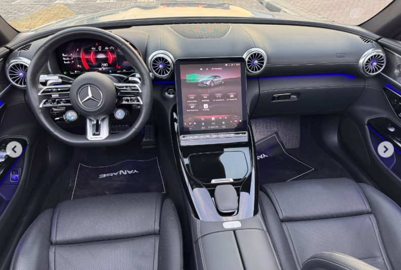 2023 Mercedes-AMG SL 43 2.0-liter turbocharged inline-four Engine Silver Black Convertible