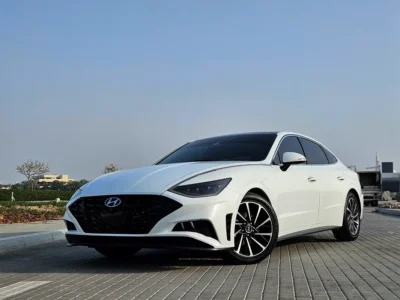 2021 Hyundai Sonata Limited 1.6L Turbocharged GDI 4-Cylinder Engine White Brown Sedan