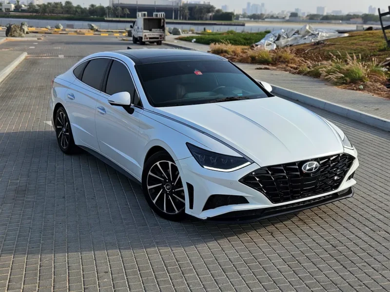 2021 Hyundai Sonata Limited 1.6L Turbocharged GDI 4-Cylinder Engine White Brown Sedan
