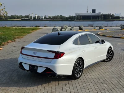 2021 Hyundai Sonata Limited 1.6L Turbocharged GDI 4-Cylinder Engine White Brown Sedan