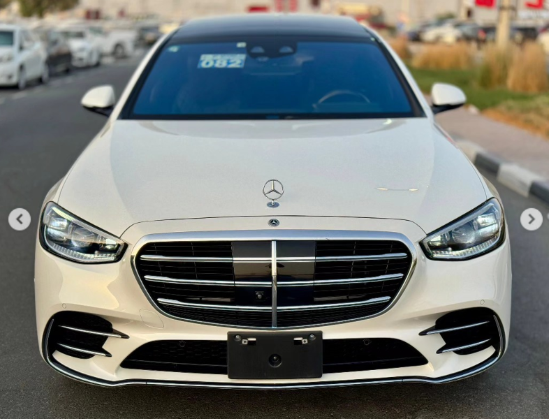 2022 Mercedes-Benz S 500L 3.0-liter turbocharged inline-six Engine White Black Luxury Sedan
