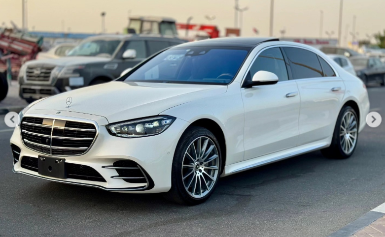 2022 Mercedes-Benz S 500L 3.0-liter turbocharged inline-six Engine White Black Luxury Sedan