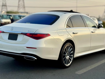 2022 Mercedes-Benz S 500L 3.0-liter turbocharged inline-six Engine White Black Luxury Sedan