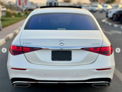 2022 Mercedes-Benz S 500L 3.0-liter turbocharged inline-six Engine White Black Luxury Sedan
