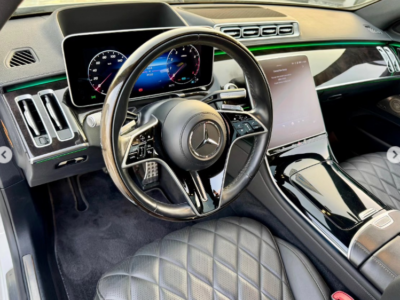 2022 Mercedes-Benz S 500L 3.0-liter turbocharged inline-six Engine White Black Luxury Sedan