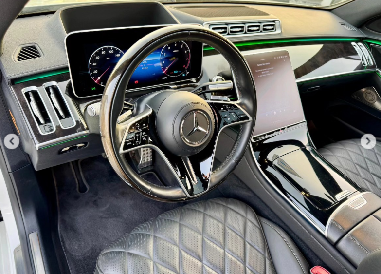 2022 Mercedes-Benz S 500L 3.0-liter turbocharged inline-six Engine White Black Luxury Sedan