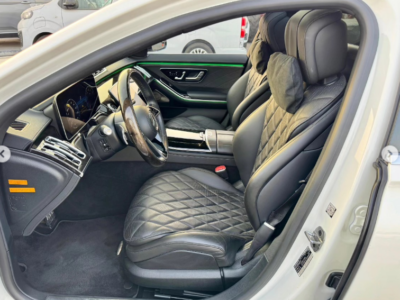 2022 Mercedes-Benz S 500L 3.0-liter turbocharged inline-six Engine White Black Luxury Sedan