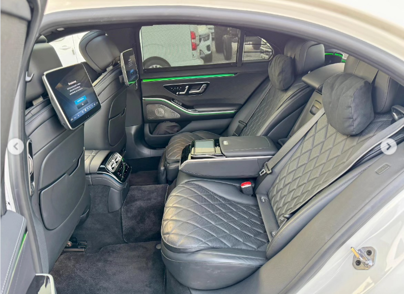 2022 Mercedes-Benz S 500L 3.0-liter turbocharged inline-six Engine White Black Luxury Sedan