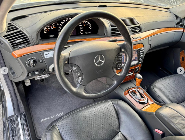 2003 Mercedes-Benz S 55 AMG 5.4 Liter Supercharged V8 Engine Silver Black Sedan