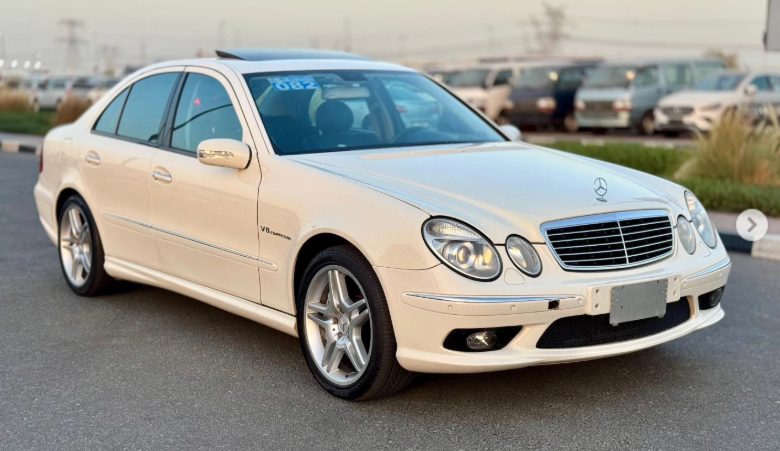 2003 Mercedes-Benz E55 AMG 5.4 Liter Supercharged V8 Engine White Black Sedan RWD