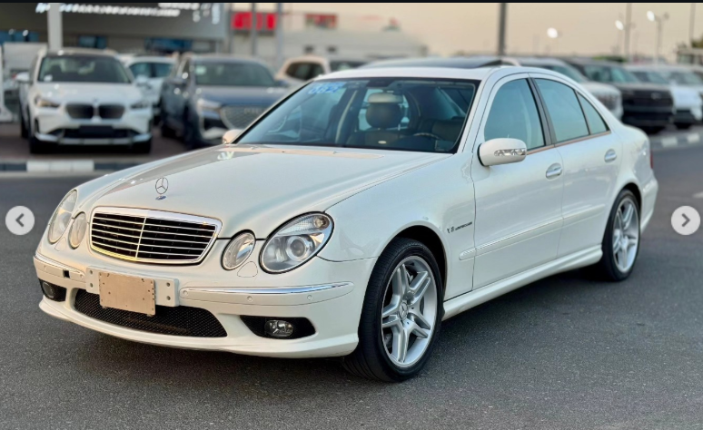 2003 Mercedes-Benz E55 AMG 5.4 Liter Supercharged V8 Engine White Black Sedan RWD