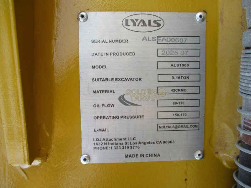 2025 Lyals Lyals ALS1000 Hydraulic Breaker Fits 9–16-ton Excavator