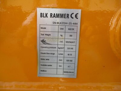 BLK Rammer BLK/04 Hydraulic Compaction Plate Fits 4–7-ton Excavator Weight 300kg