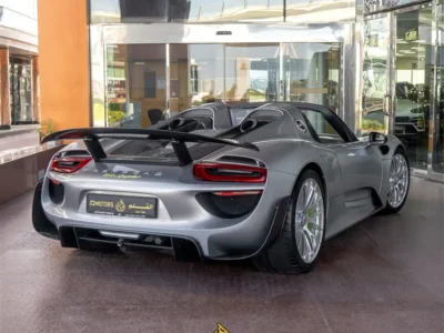 2015 Porsche 918 Spyder Weissach Package 4.6 liters V8 Petrol Engine Silver Black Sports Car