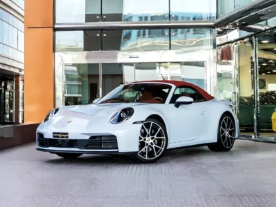 2025 Porsche 911 Carrera 3.0L 6 Cylinder twin-turbo boxer Engine White Red Convertible
