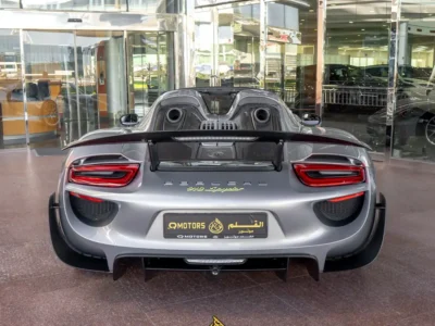 2015 Porsche 918 Spyder Weissach Package 4.6 liters V8 Petrol Engine Silver Black Sports Car