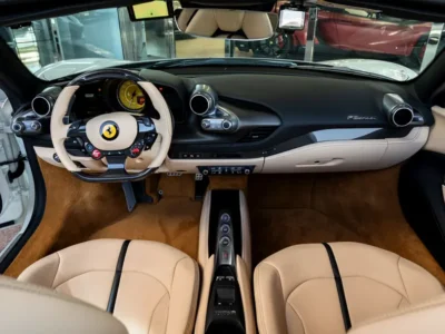 2021 Ferrari F8 Spider 3.9-liter twin-turbocharged V8 Petrol Engine White Beige Sports Car