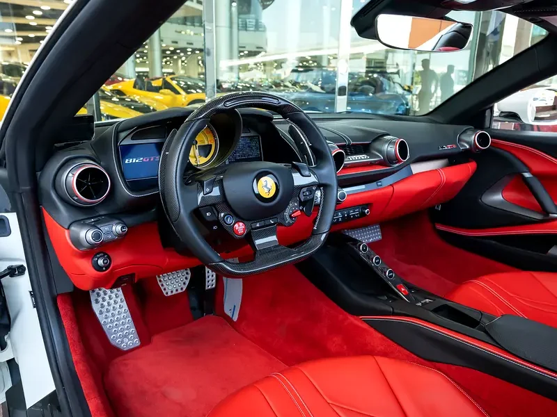 2023 Ferrari 812 GTS 6.5 Liter 12 Cylinders Petrol Engine White Red Sports Car