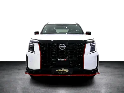 2026 Nissan Armada NISMO 3.5-liter twin-turbocharged V6 Engine White Red SUV