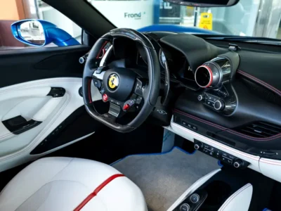 2023 Ferrari F8 Spider 3.9 Liters 8 Cylinders Petrol Engine Blue White Sports Car