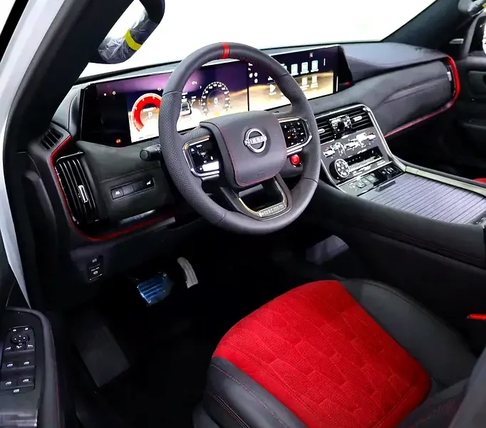2026 Nissan Armada NISMO 3.5-liter twin-turbocharged V6 Engine White Red SUV