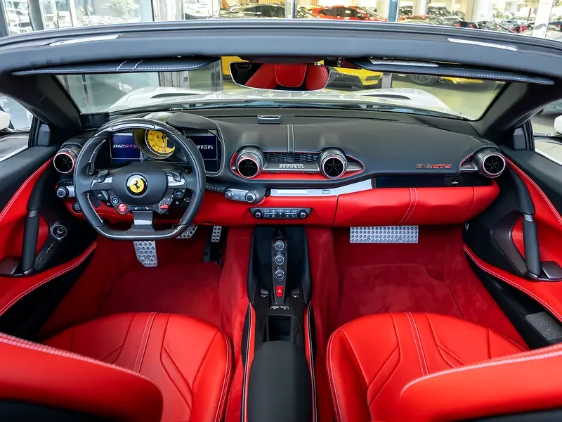 2023 Ferrari 812 GTS 6.5 Liter 12 Cylinders Petrol Engine White Red Sports Car