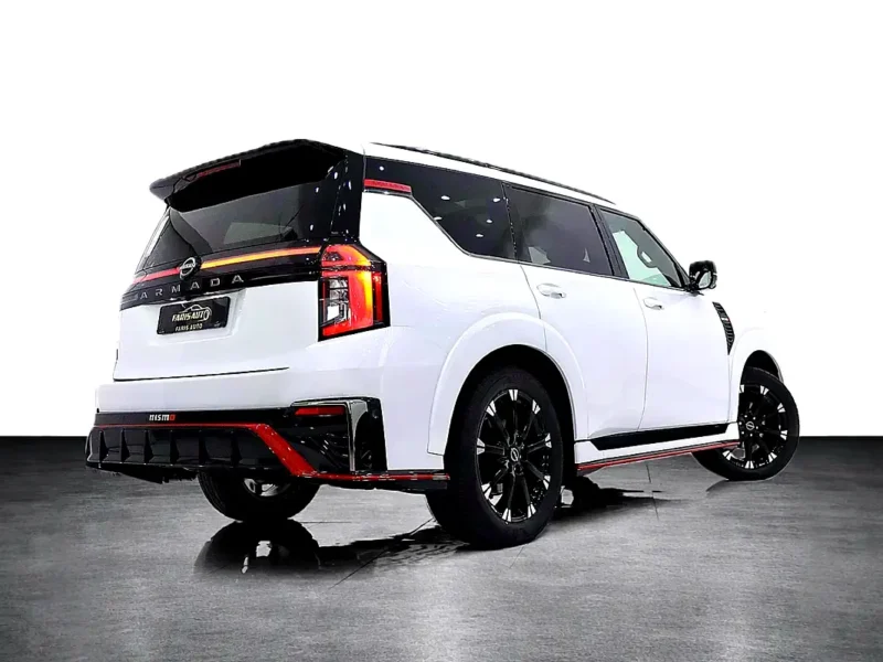 2026 Nissan Armada NISMO 3.5-liter twin-turbocharged V6 Engine White Red SUV