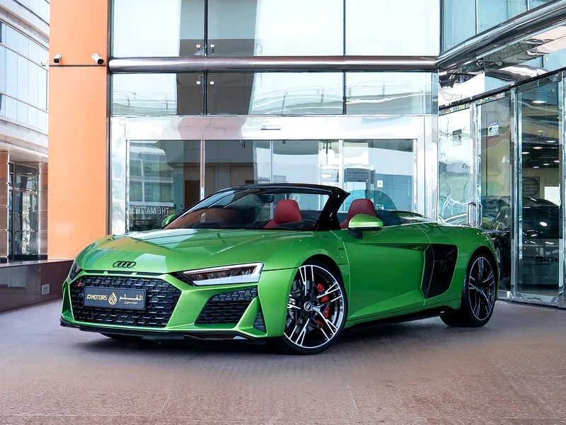 2023 Audi R8 Spyder 5.2-liter V10 PERFORMANCE Green Red Luxury Sports Car