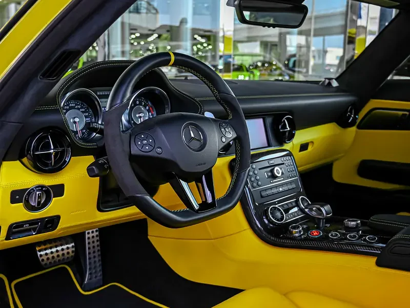 2014 Mercedes-Benz SLS AMG Coupe 6.3 Litres V8 Petrol Engine Yellow Coupe GCC Specs