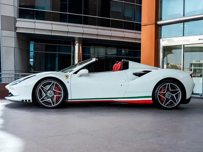 2023 Ferrari F8 Spider 3.9 Liters 8 Cylinders Petrol Engine White Red Sports Car