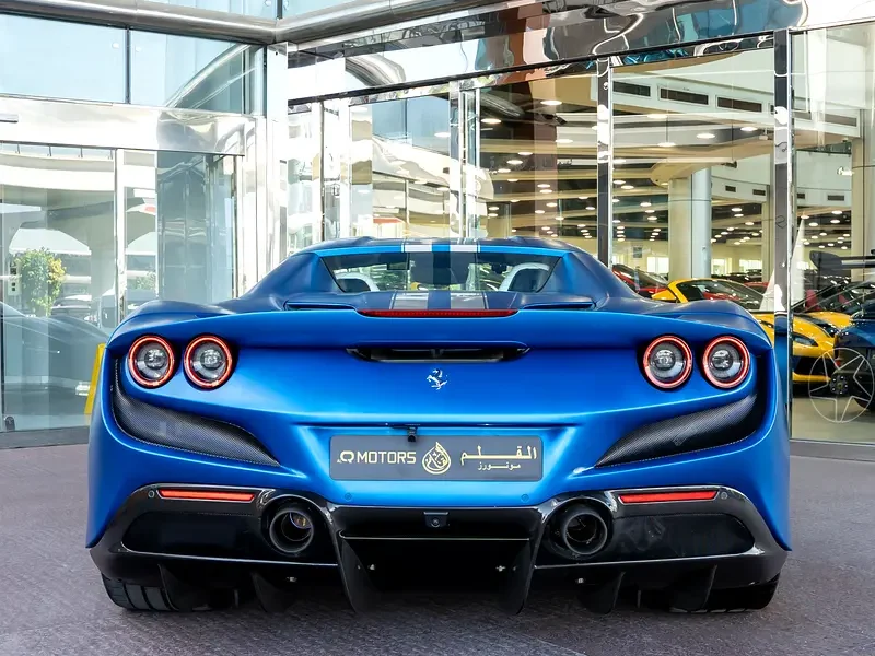 2023 Ferrari F8 Spider 3.9 Liters 8 Cylinders Petrol Engine Blue White Sports Car