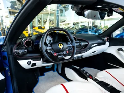 2023 Ferrari F8 Spider 3.9 Liters 8 Cylinders Petrol Engine Blue White Sports Car