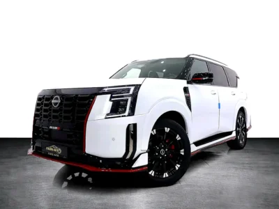 2026 Nissan Armada NISMO 3.5-liter twin-turbocharged V6 Engine White Red SUV
