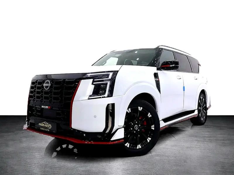 2026 Nissan Armada NISMO 3.5-liter twin-turbocharged V6 Engine White Red SUV