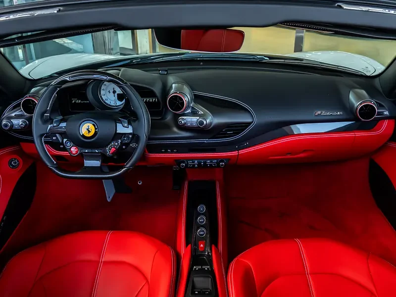 2023 Ferrari F8 Spider 3.9 Liters 8 Cylinders Petrol Engine White Red Sports Car