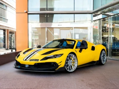 2024 FERRARI 296 GTS KEYVANY 2.9L V6 twin-turbo Engine Yellow Blue Sports Car