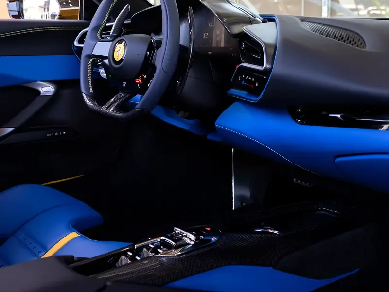 2024 FERRARI 296 GTS KEYVANY 2.9L V6 twin-turbo Engine Yellow Blue Sports Car