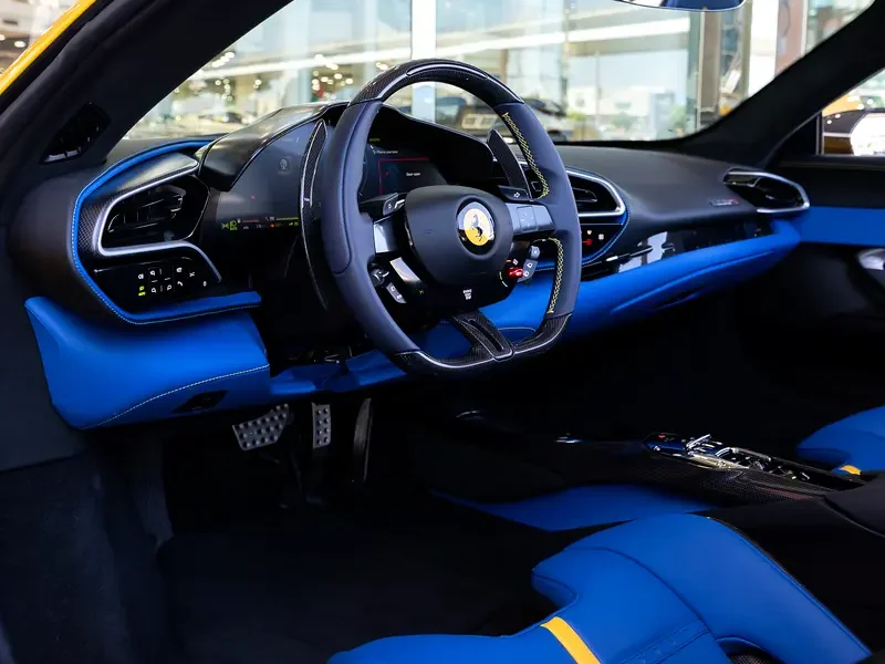 2024 FERRARI 296 GTS KEYVANY 2.9L V6 twin-turbo Engine Yellow Blue Sports Car