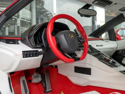 2018 Lamborghini Aventador S Coupe 1 OF 1 6.5-liter V12 Engine Red White Sports Car