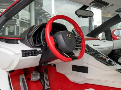 2018 Lamborghini Aventador S Coupe 1 OF 1 6.5-liter V12 Engine Red White Sports Car