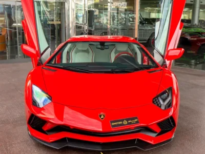 2018 Lamborghini Aventador S Coupe 1 OF 1 6.5-liter V12 Engine Red White Sports Car
