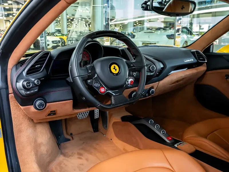 2018 FERRARI 488 GTB 3.9 Liters 8-cylinder Petrol Engine Yellow Tan Coupe RWD