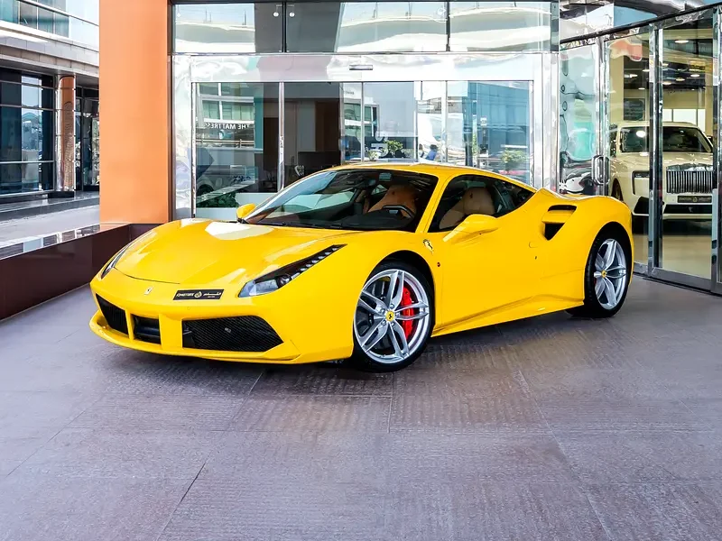 2018 FERRARI 488 GTB 3.9 Liters 8-cylinder Petrol Engine Yellow Tan Coupe RWD