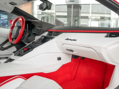 2018 Lamborghini Aventador S Coupe 1 OF 1 6.5-liter V12 Engine Red White Sports Car